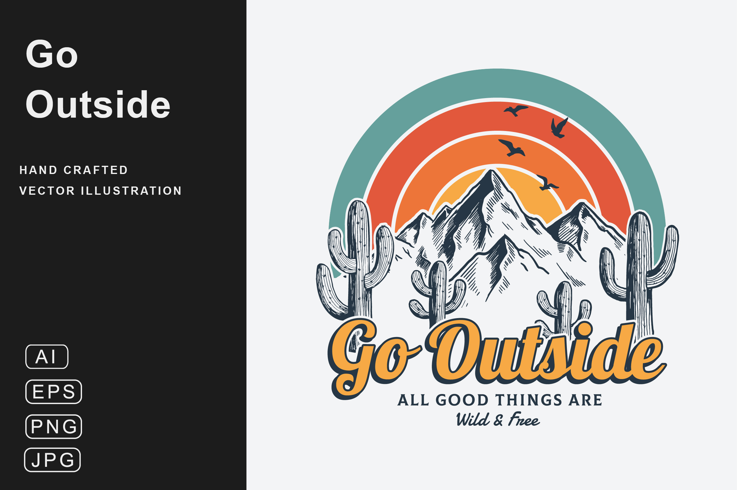 Go Outside vector illustration, an Illustration by cd-design.co
