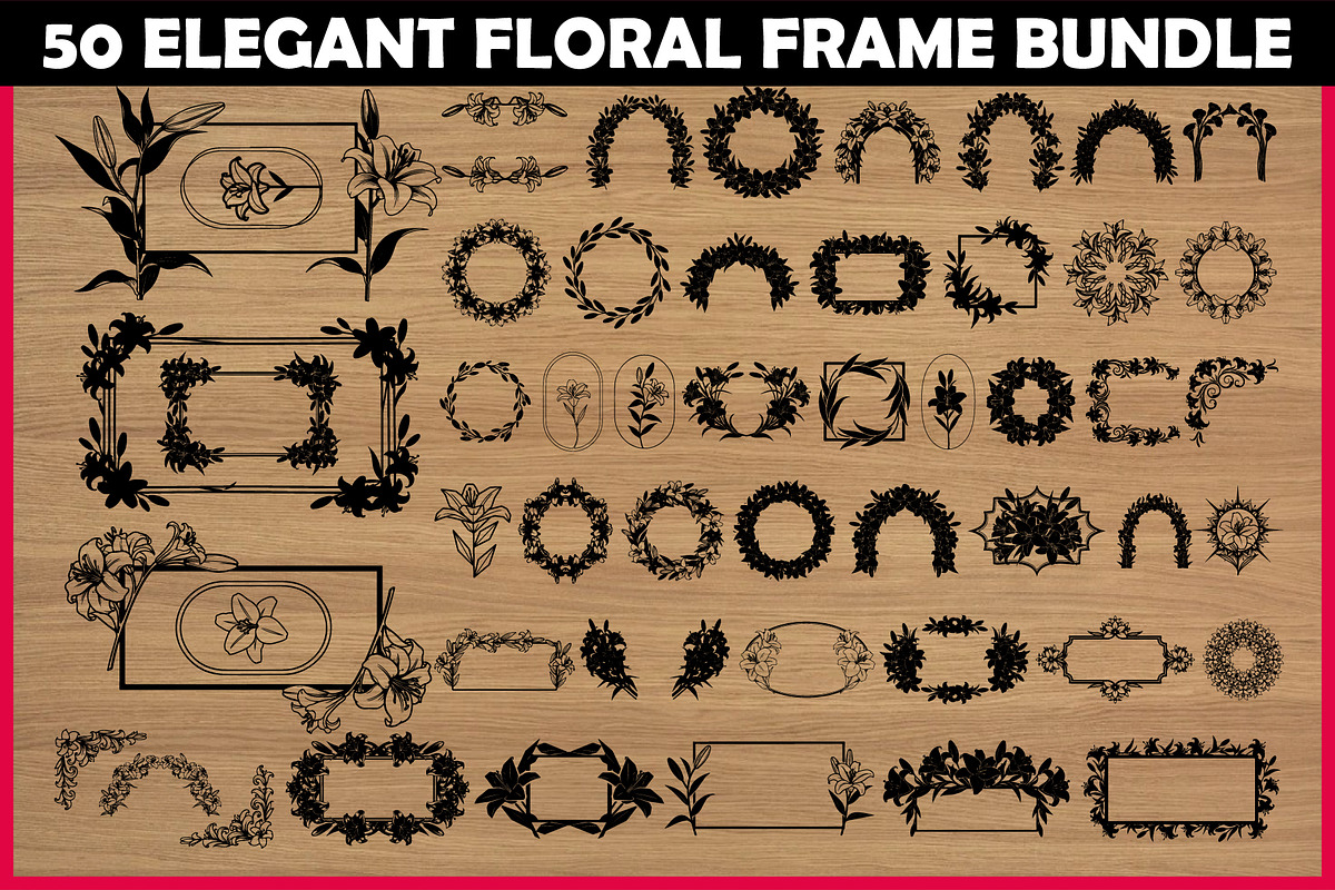 50 Elegant Floral Frame Bundle, an Illustration by BIPLOB EXPERT (Photo 1 of 4)