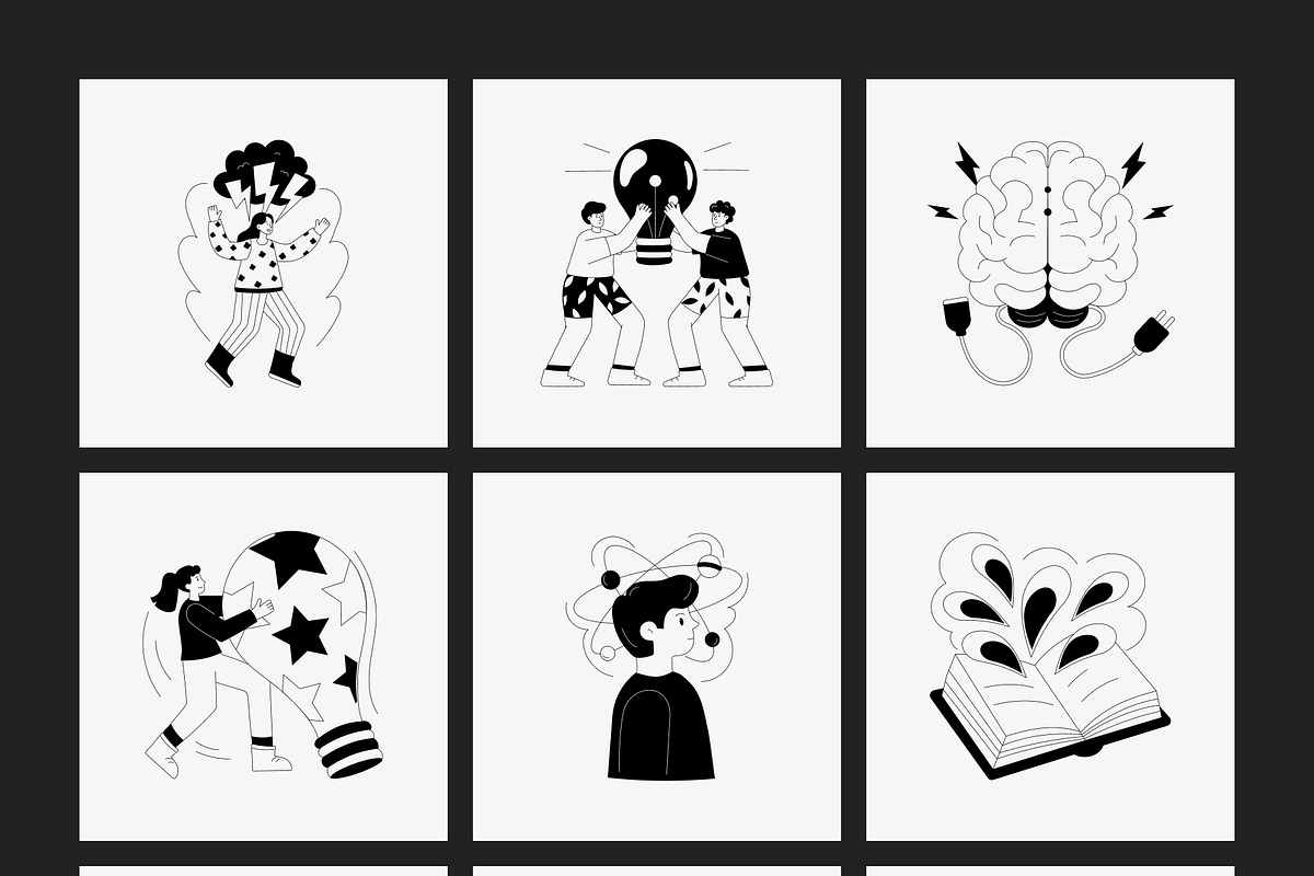 250 Monochrome Illustration Set, a Person Illustration by Vectors Market (Photo 7 of 18)
