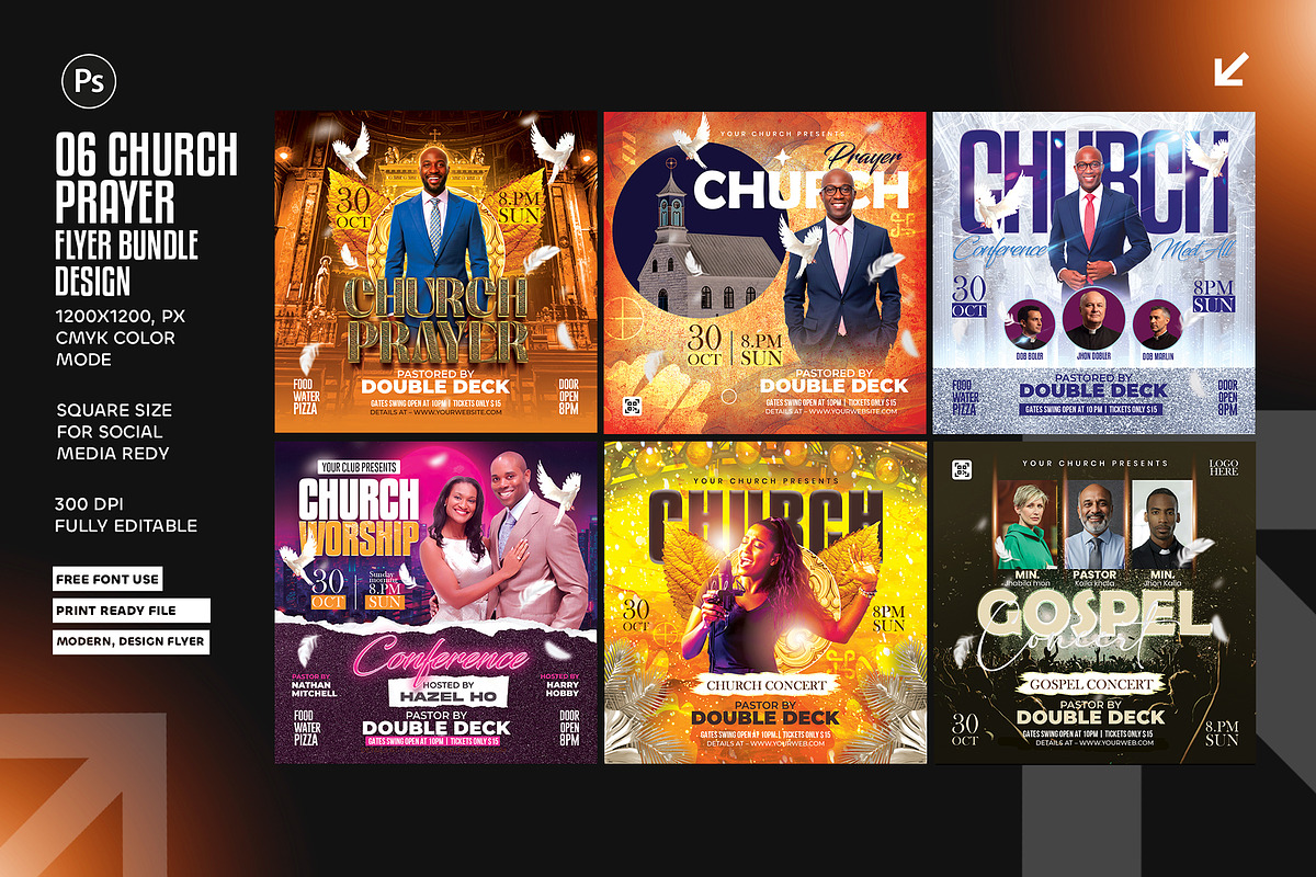 06 Church Prayer Flyer Design Bundle, a Flyer Template by Shajib Shikder (Photo 1 of 7)
