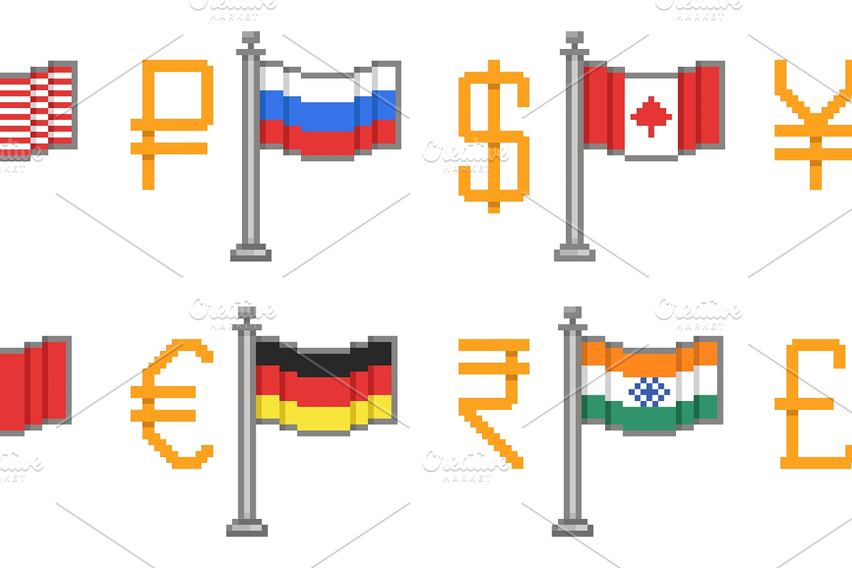Currency signs and flags. Countries, a Finance Illustration by YummyBuum (Photo 2 of 3)