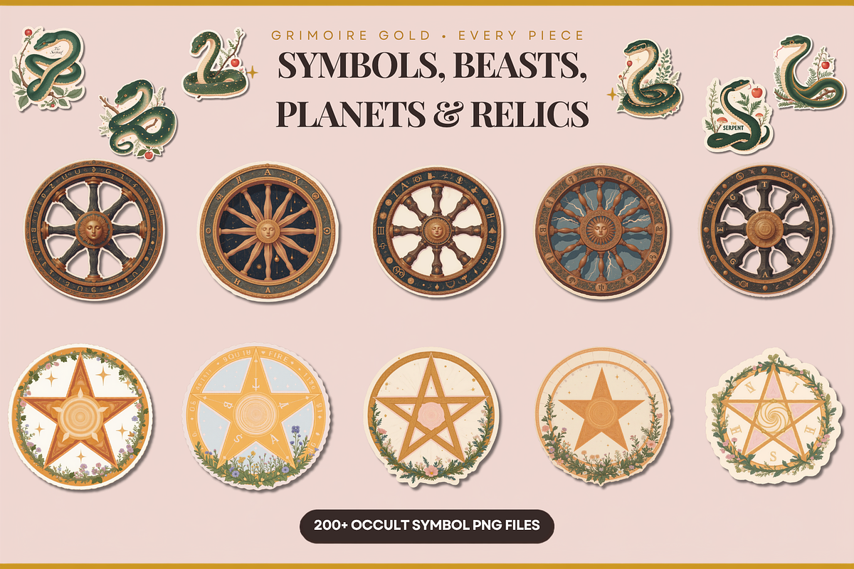 Grimoire Gold Occult Clipart Set, an Object Graphic by Jakayla Digital Co (Photo 4 of 14)