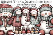 Whimsical Christmas Snowman Clipart, an Illustration by SinaCreation (Thumbnail 1 of 7)