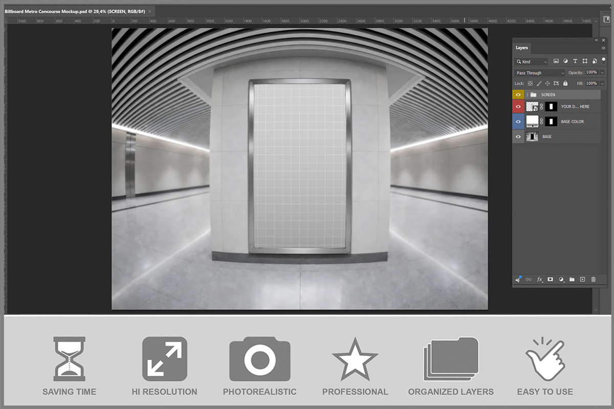 Billboard Metro Concourse Mockup PSD, an Advertising Mockup by Bruno's Shop (Photo 2 of 3)