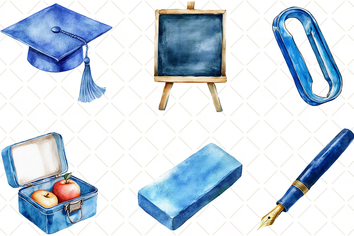 Blue School Clipart, an Illustration by Black Bird Studio (Photo 2 of 6)