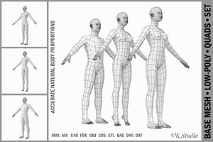 Female And Male Base Mesh A-Pose