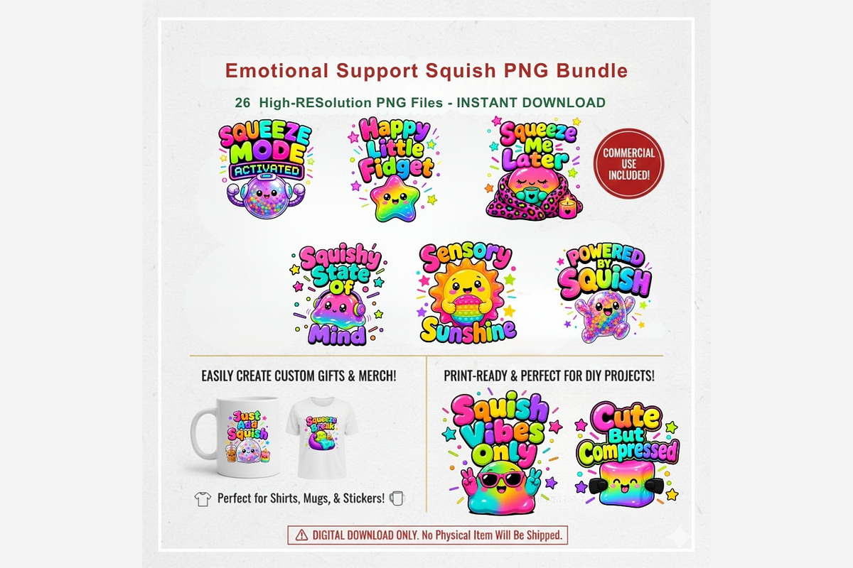 Emotional Support Squish PNG Bundle, an Emoji Icon by Tanya Kart (Photo 9 of 10)
