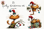 Quirky Christmas Cat Clipart, a Seasonal Illustration by Nicolle's Colorful Art (Thumbnail 1 of 5)