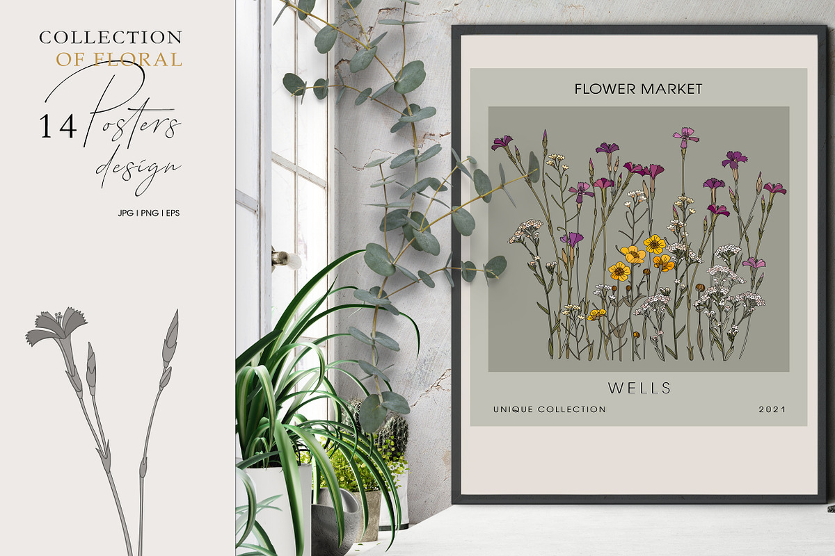 Collecnion of floral posters design, a Decorative Illustration by LanaDzi (Photo 9 of 10)