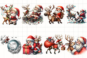 Santa & Reindeer Christmas Clipart, an Illustration by CrexoraLab (Thumbnail 3 of 5)