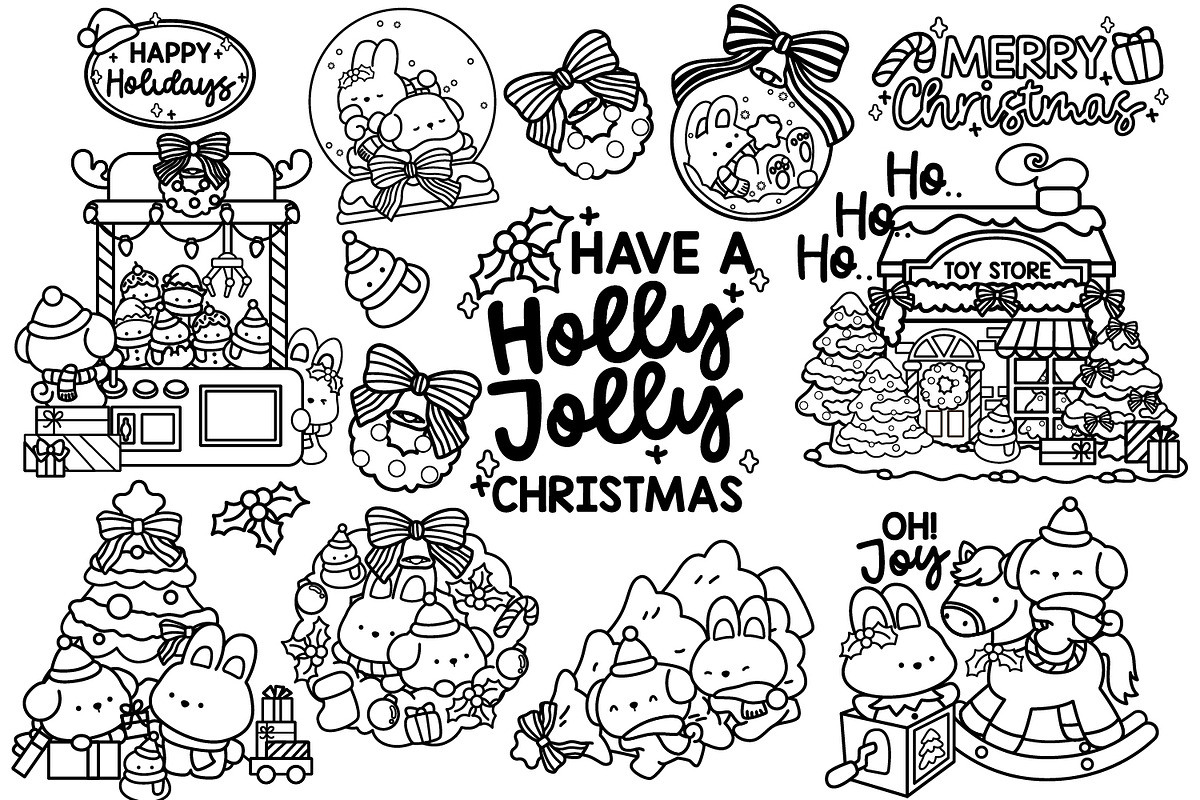 Animals Character Christmas Coloring, an Illustration by Inkley Studio (Photo 3 of 5)