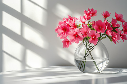 Pink blossoms in a glass vase. The s, a Background Photo by Pixeness