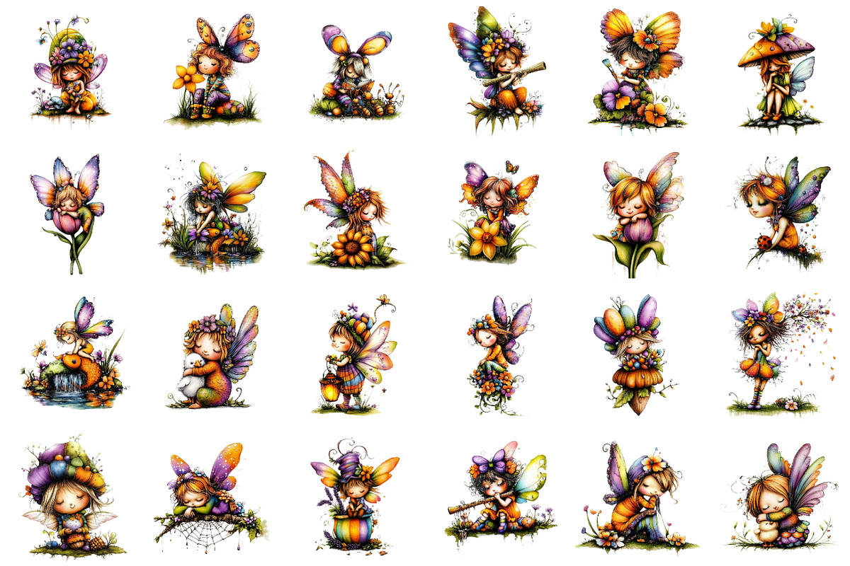 Whimsical Spring Fairy Clipart, an Illustration by designcity5 (Photo 2 of 5)