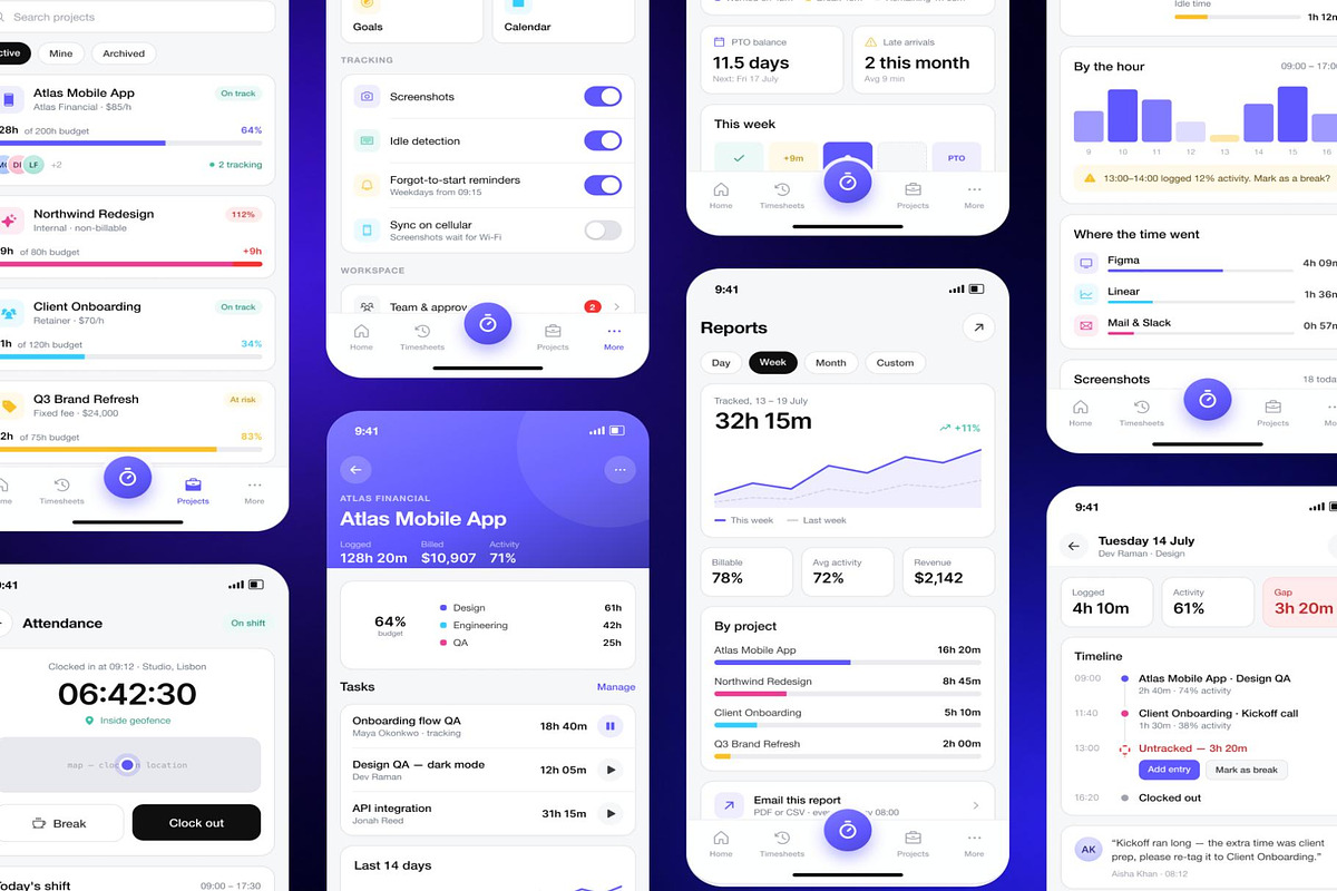 Time Tracker Productivity Mobile App, an UI Kit Template by Lumina_ui_ux202 (Photo 4 of 7)