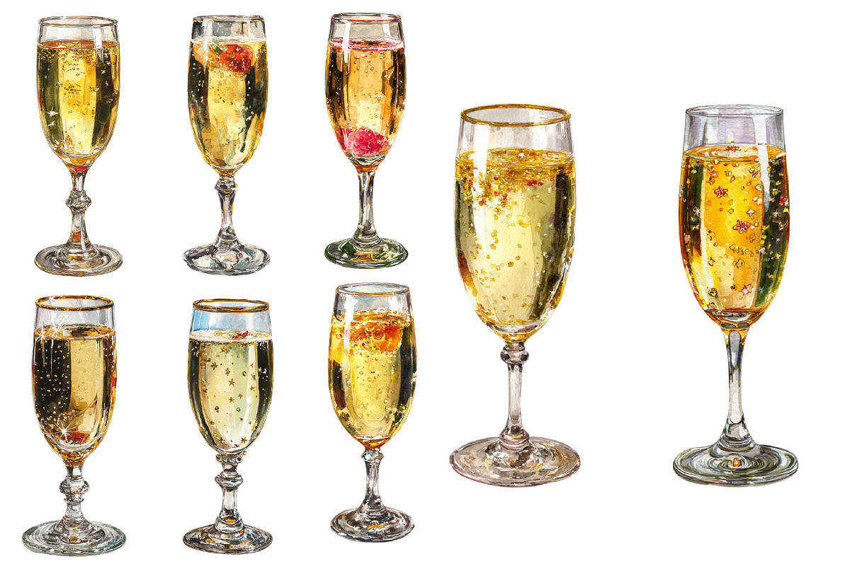 New year Champagne clipart, an Illustration by Designworld (Photo 3 of 3)