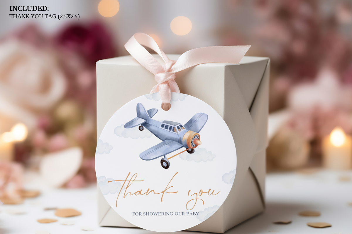 Plane Baby Shower Thank You Mockup, an Invitation Template by Digital_Mind (Photo 4 of 8)