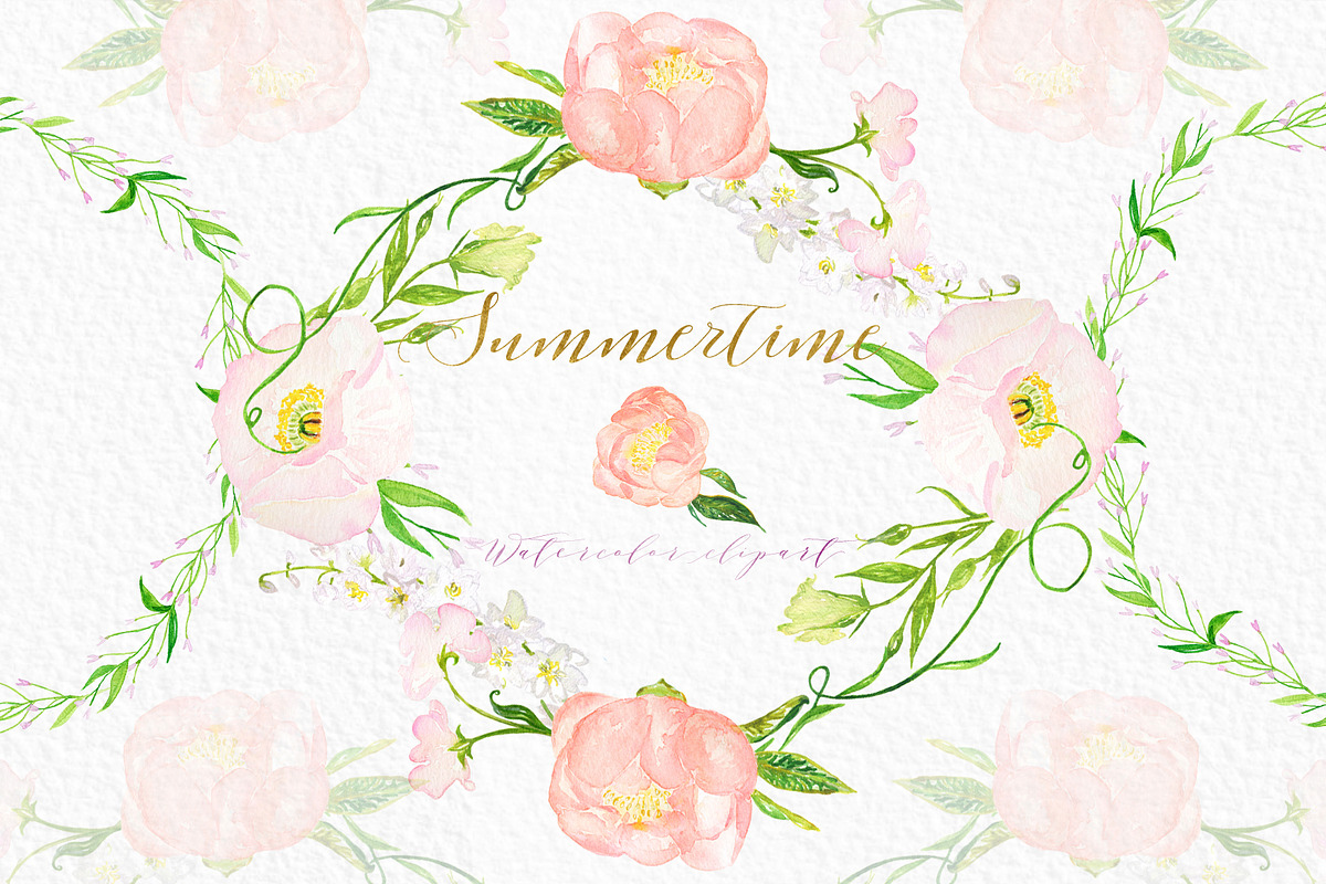 Summertime watercolor flowers, a Texture Illustration by LABFcreations (Photo 6 of 9)