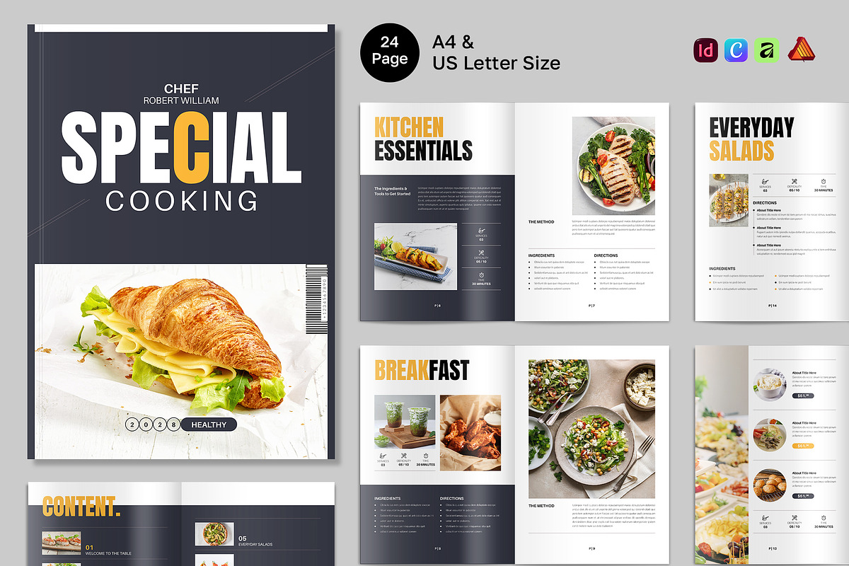 Cookbook Menu Brochure Canva, a Brochure Template by NorthPeak (Photo 1 of 6)