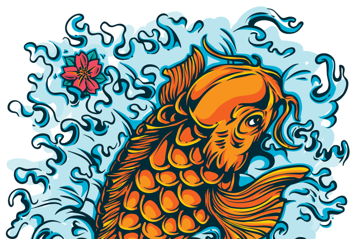 Lucky Koi Fish Vector Illustration, an Illustration by RalucaGheorghe (Photo 2 of 3)
