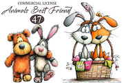 Whimsical Animals Best Friend Clipar, an Illustration by designcity5 (Thumbnail 1 of 5)