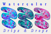 Painted Watercolor Drips and Drops, a Shape Add-On by Eryn Rose Design (Thumbnail 1 of 14)