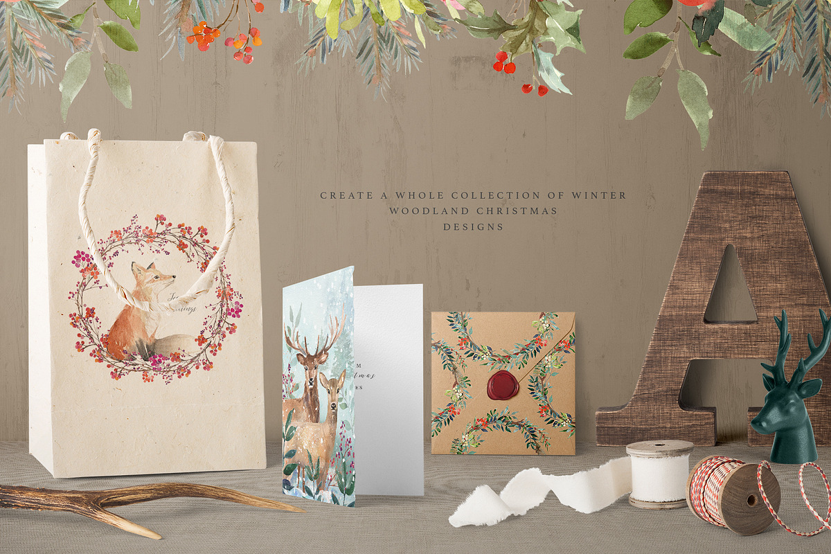 Woodland Christmas Clipart, an Animal Illustration by Twigs and Twine (Photo 8 of 11)