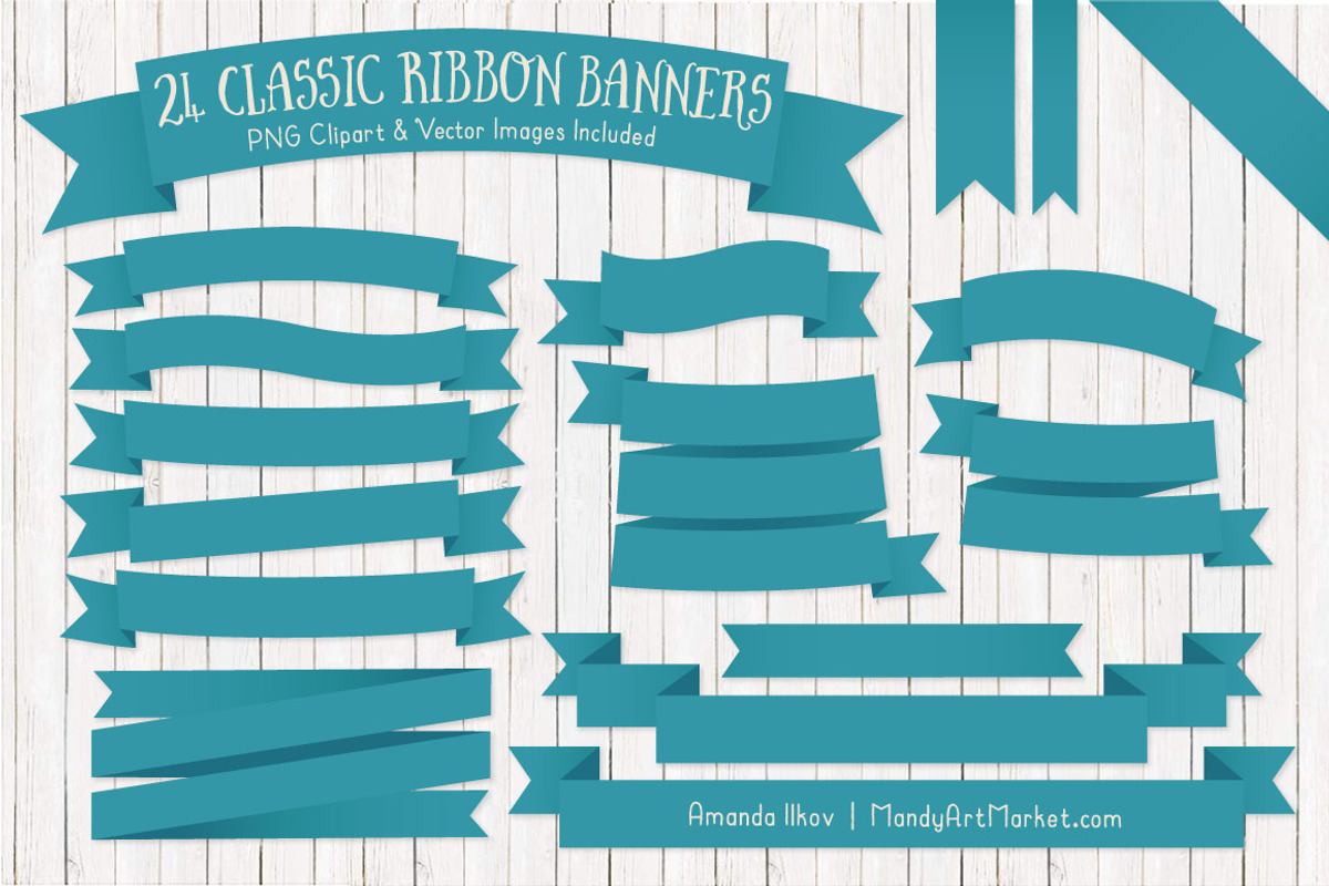 Vintage Blue Ribbon Banner Clipart, an Illustration by Amanda Ilkov (Photo 1 of 4)