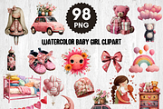 98 Watercolor Baby Girl Clipart, a Person Illustration by LA Design (Thumbnail 1 of 10)
