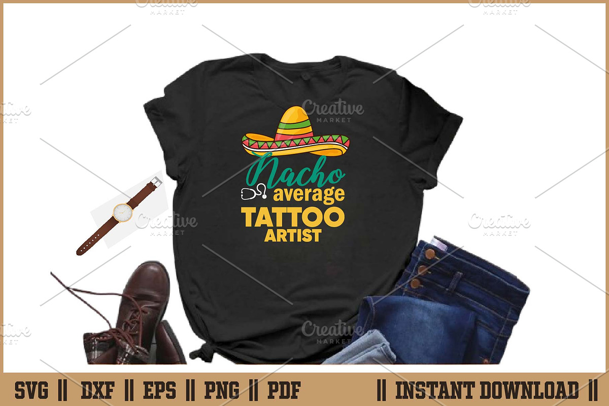 Nacho Average Tattoo Artist Cut SVG, a Work Illustration by Handy Arts Studio (Photo 2 of 3)