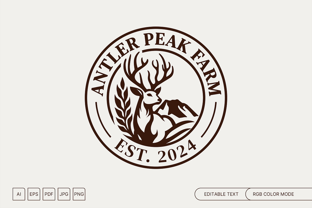 Antler Peak Farm Badge Logo, a Branding & Logo Template by muhisya (Photo 1 of 2)