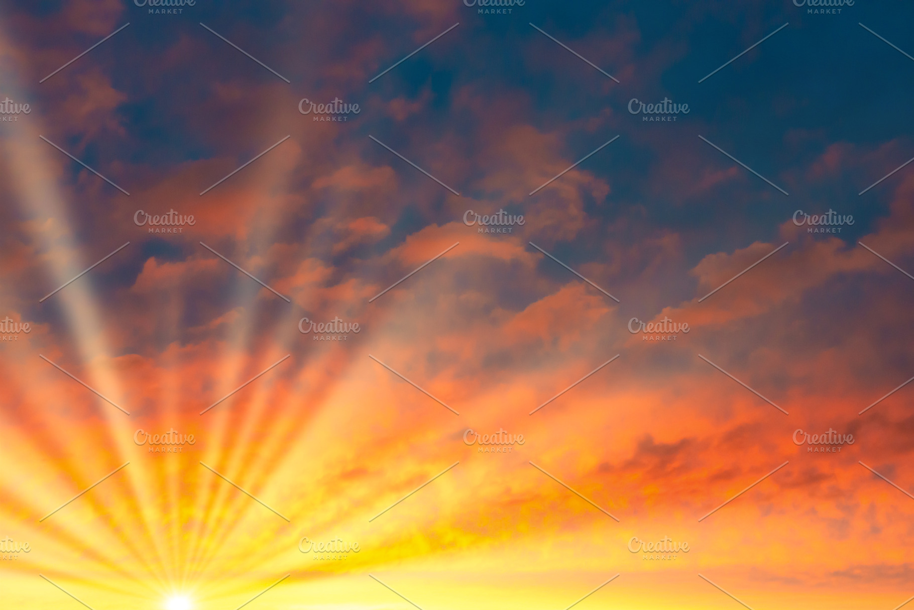 Sunset sky, sun with sun rays beams, a Nature Photo by Vapi