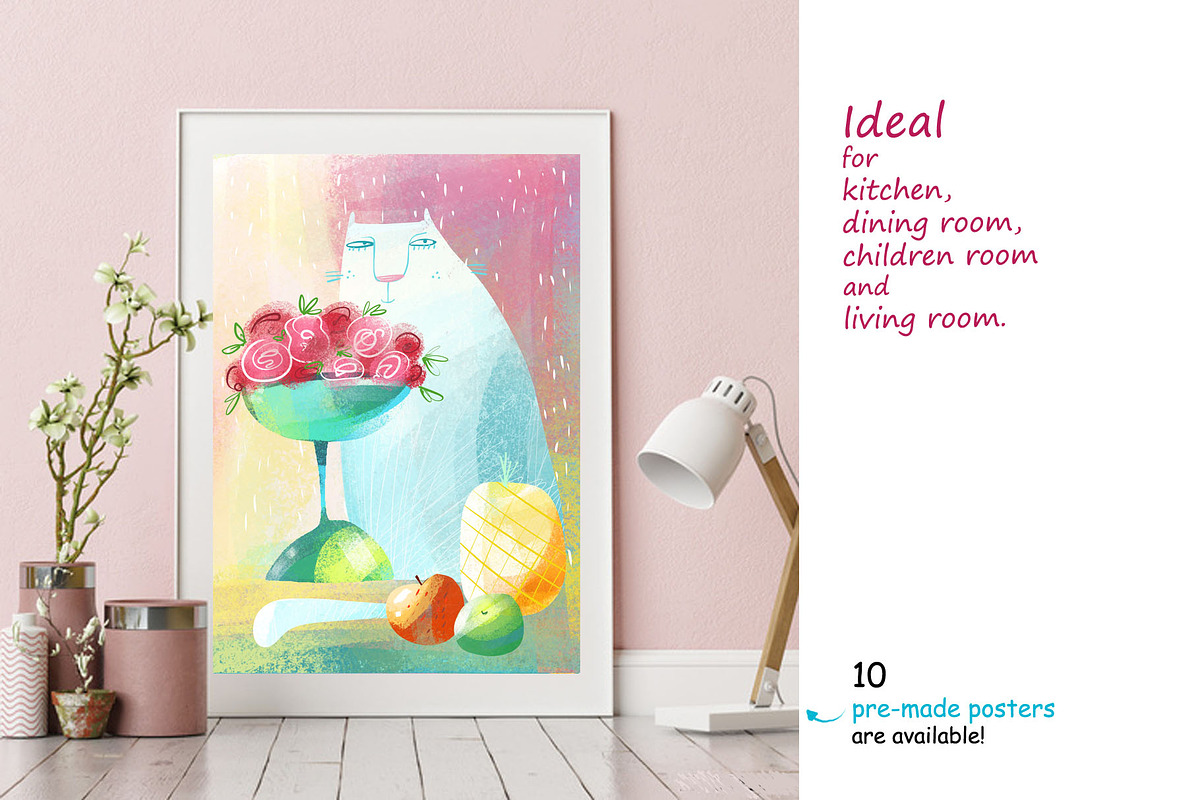 Still Life with Cat - poster creator, an Illustration by Zooza Art (Photo 5 of 10)
