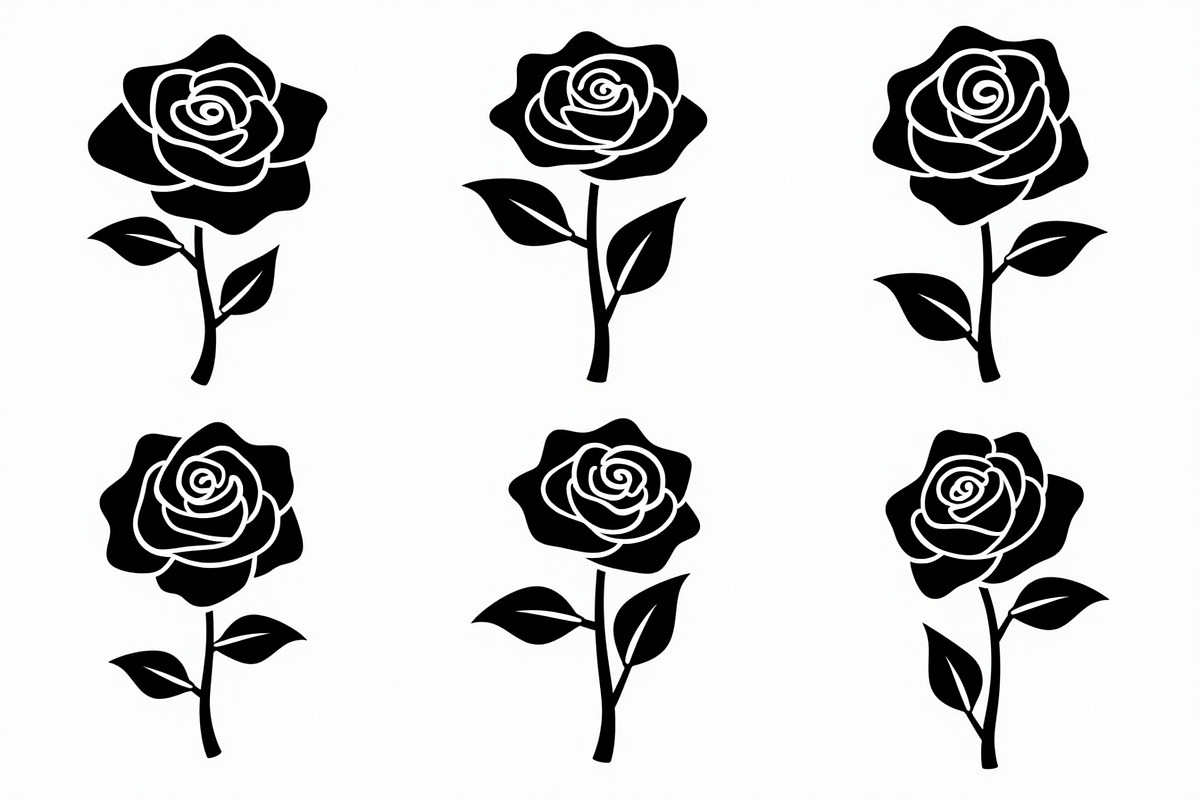 set of vector roses silhouettes, an Illustration by Amazin_art (Photo 15 of 17)