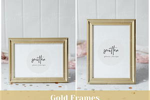 Gold frame  2 mockups featuring stock photography, styled stock photography