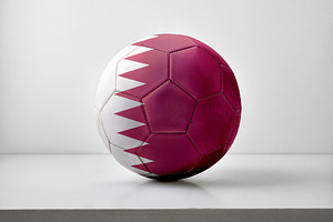 Qatar Flag Soccer Ball Minimal Studio, a Sports & Recreation Photo by Davizro's Market