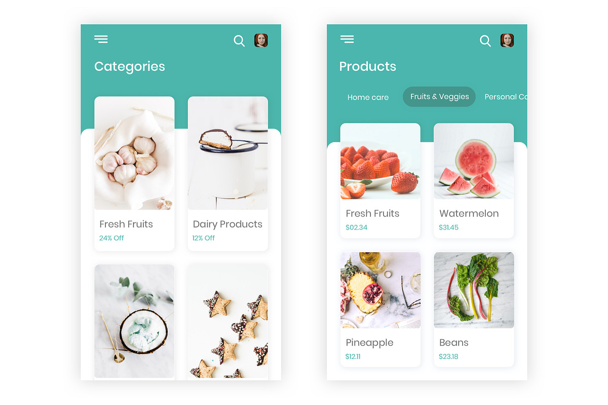 Emart -Grocery Shopping Adobe XD App, an UI Kit Template by themelove (Photo 3 of 10)