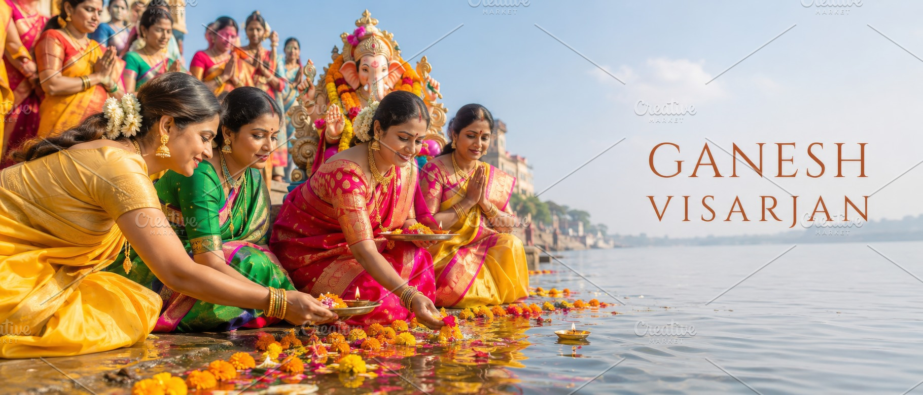 Ganesh Visarjan ceremony shows women, a Photo by Dvoevnore photos