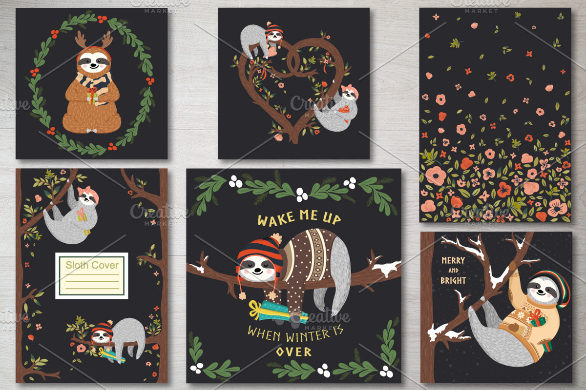 Cute Sloths Prints & Patterns, an Animal Illustration by Dasha_D (Photo 10 of 13)