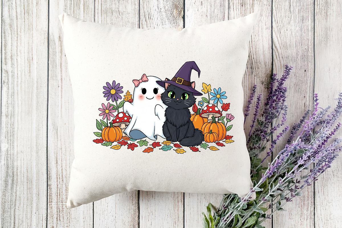 Halloween Fall Cute Ghost Cat Autumn, an Illustration by Designking (Photo 2 of 4)