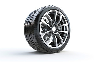 Car wheel with tire isolated on white background, a Transportation Photo by AlyaAnd