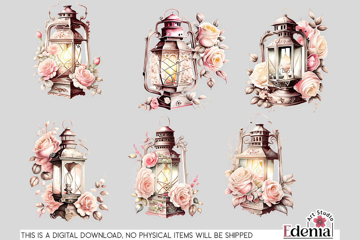 Vintage Romantic Clipart Bundle, a Decorative Illustration by EdeniaArtStudio (Photo 11 of 13)