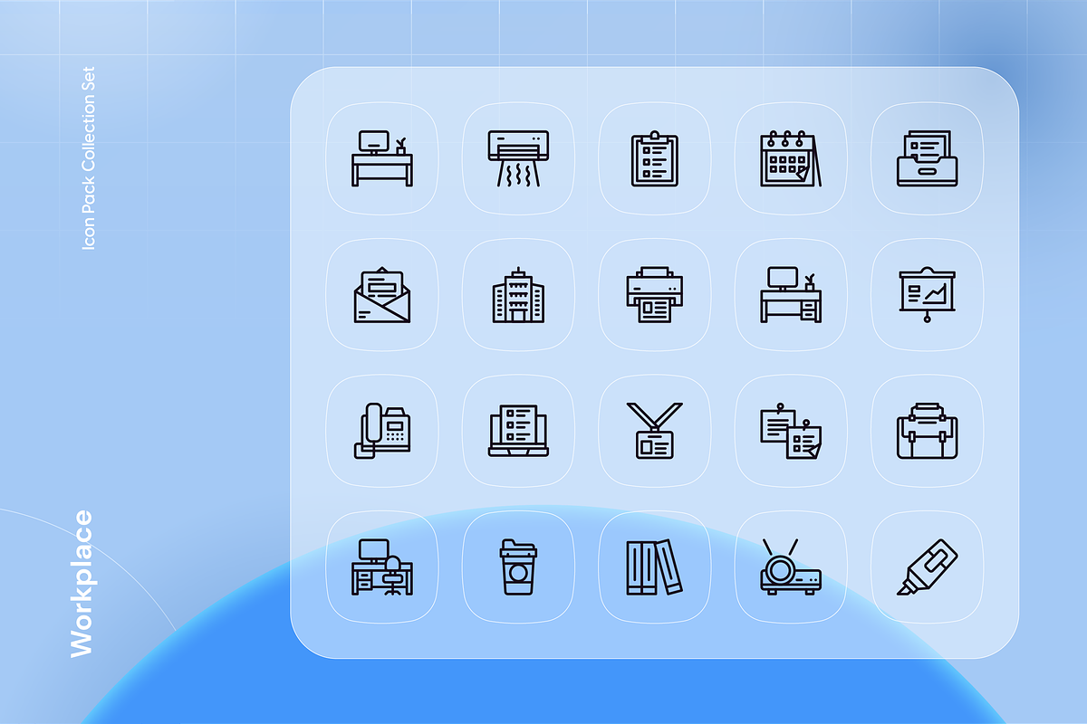 Workplace Icon Set, an Outline Icon by Nathaya Studio (Photo 2 of 2)
