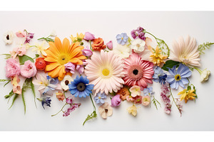 vibrant flat lay flower ai generated, a Nature Photo by pikepicture