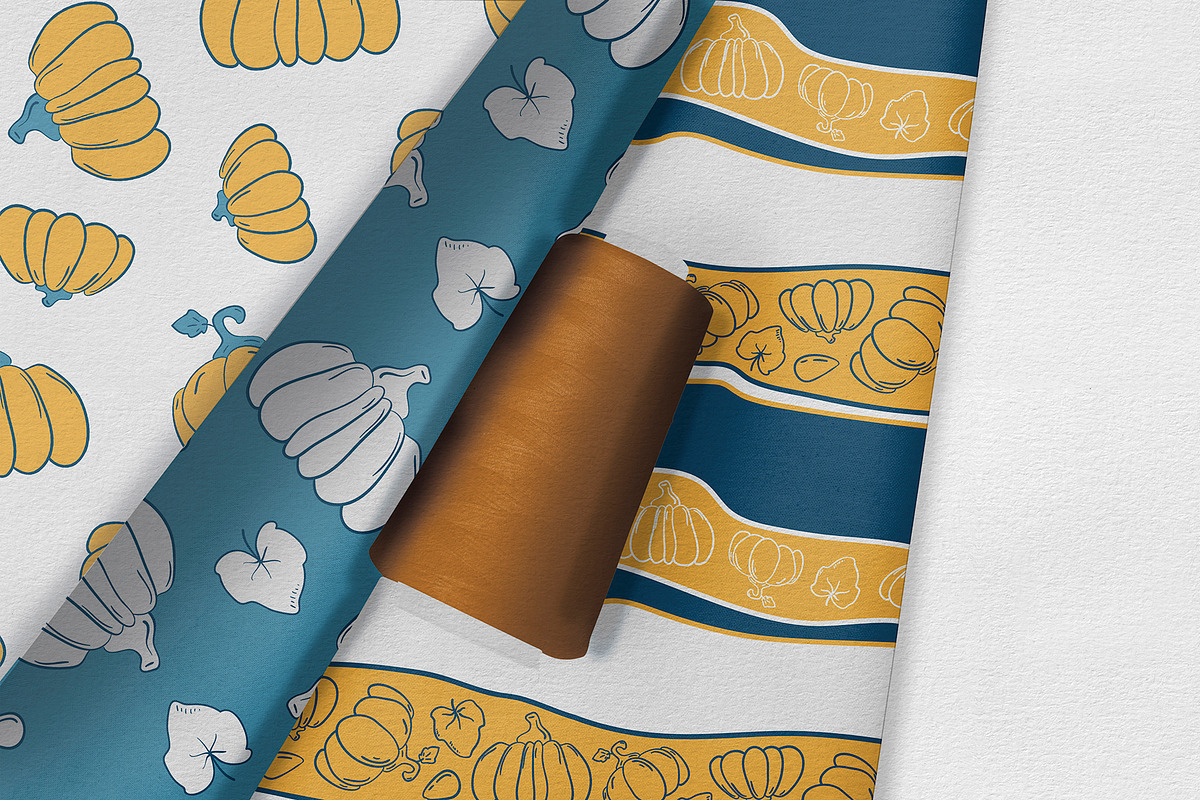 Orange Pumpkin Seamless Patterns, a Pattern Graphic by RabbitAndPencil (Photo 3 of 4)