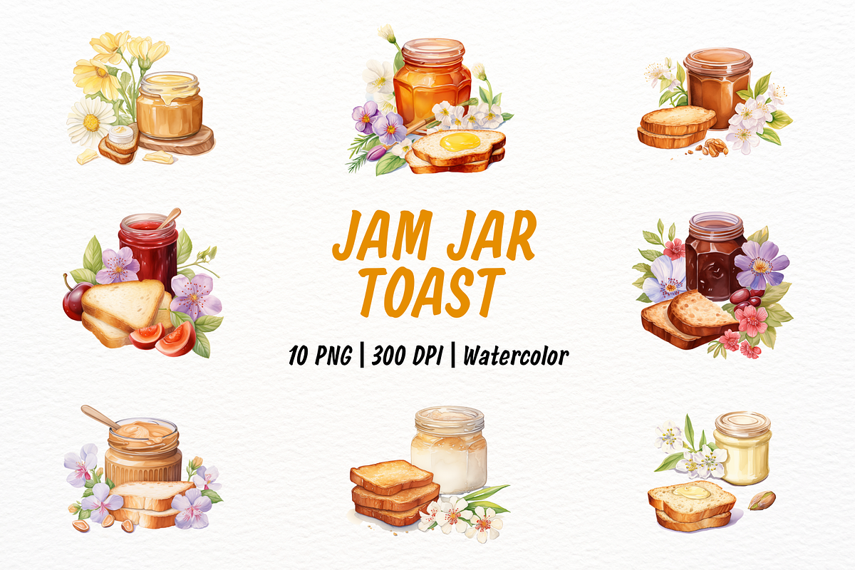 Floral Vintage Jam jar and Toast, a Food Illustration by New-School-Wave (Photo 1 of 5)