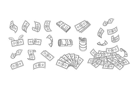 Doodle banknotes. Money bills stacks, a Finance Illustration by winwin.art