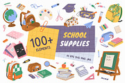 100+ School Supplies Clipart Kit, an Education Illustration by IuliiaSavko (Thumbnail 1 of 8)