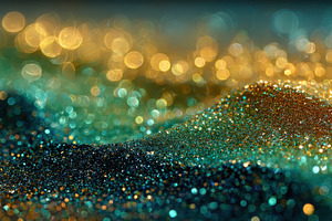 Sparkling Glittering Gold Teal Abstr, an Abstract Photo by Pixeness Studio