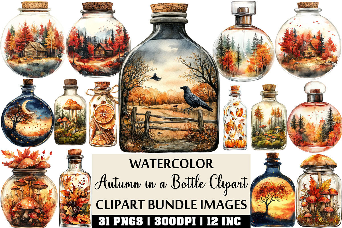 Autumn in a Bottle Clipart Set, an Illustration by Craft Nest (Photo 1 of 4)