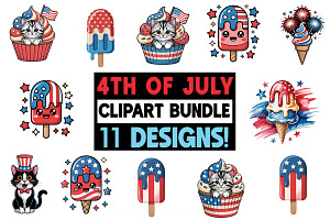 4Th Of July Clipart Bundle, a Texture Graphic by crative8112